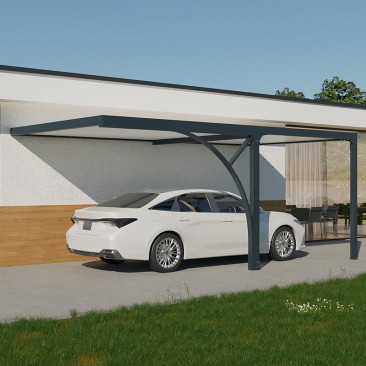 Carport Adossé Latéral Toit Plat avec Dégagement Sur Mesure