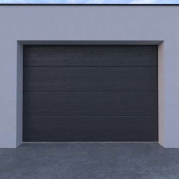 Porte de Garage Sectionnelle Sur Mesure Nervuré Wood Grain avec Ressort à Torsion
