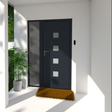 Porte d'Entrée en Aluminium Sur Mesure CAPRI Tierce Fixe Vitrée Toutes Couleurs