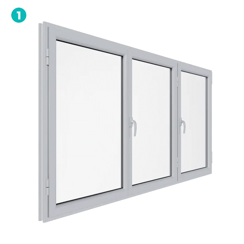 Position de la Poignée Fenêtre PVC 3 Vantaux